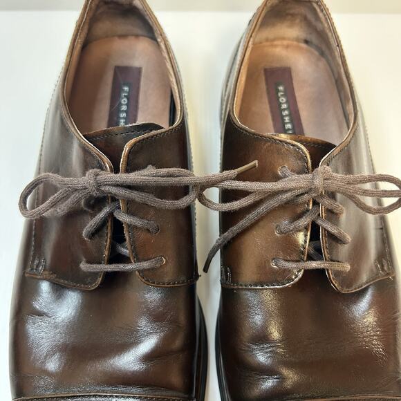 Florshiem Forecast Lace Toe Oxford Cognac Size 9.5M Leather Men’s‎ Dress Shoe - Picture 3 of 10